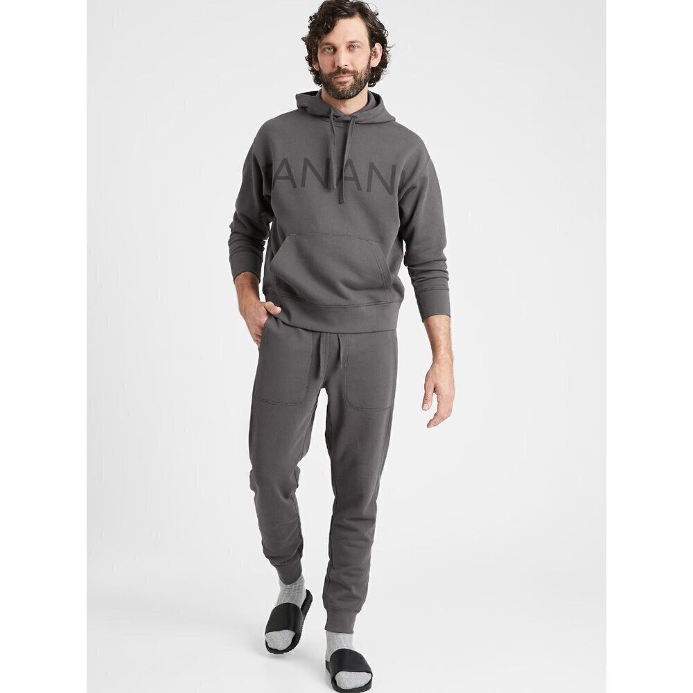 Banana Republic Gray Organic Cotton French Terry Hoodie Sweatshirt Size Large